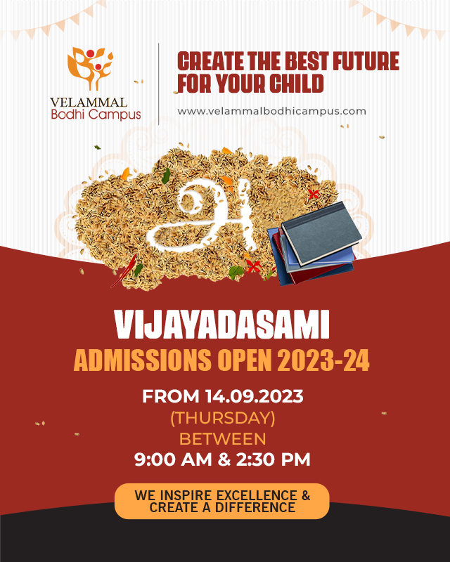Vijayadasami Admissions Open - Velammal Kolapakkam